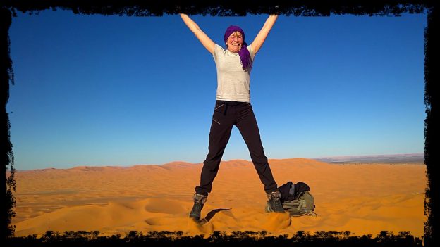 Milly does a huge jump in the dunes