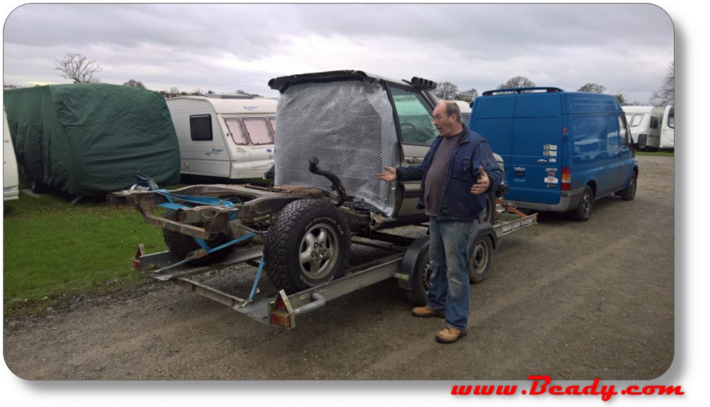 range rover chassis ready for sandblasting