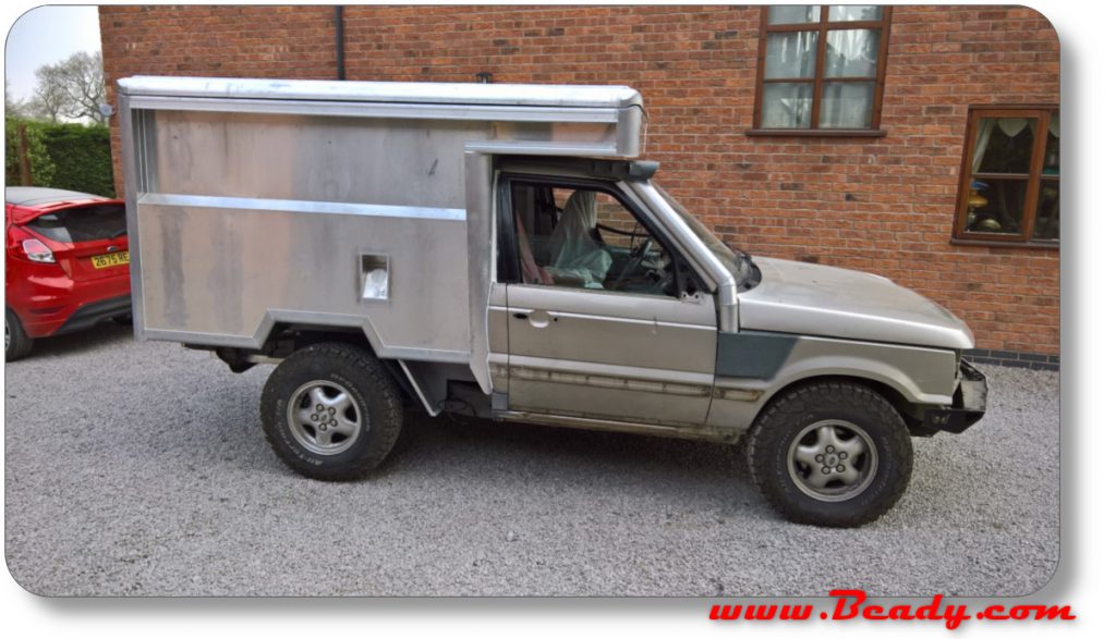 bare alumium rear box on camper van range rover