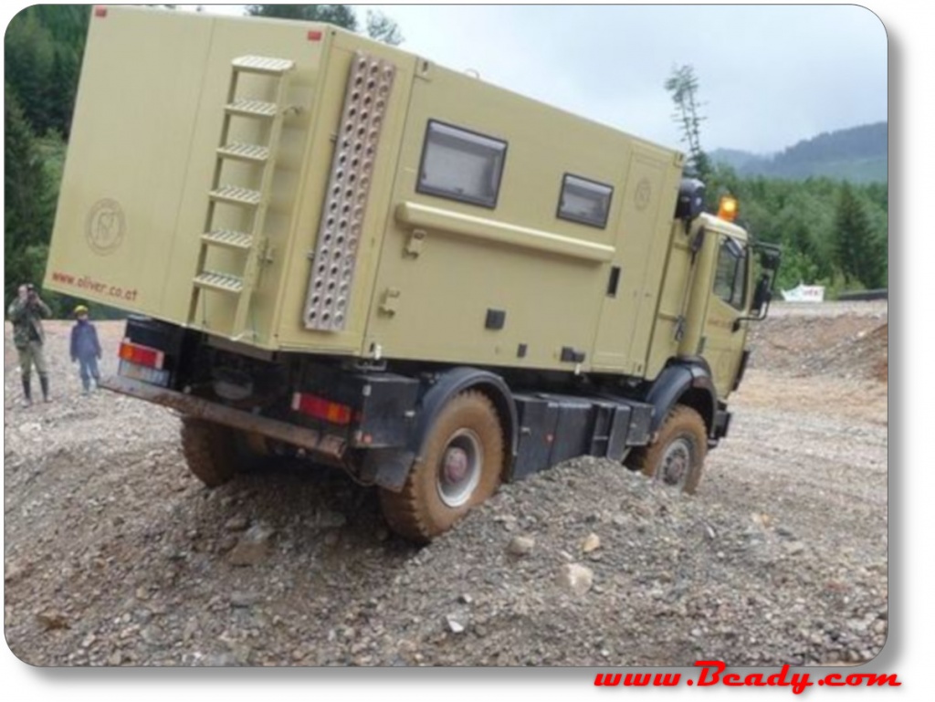 overland truck bellied out like turtle