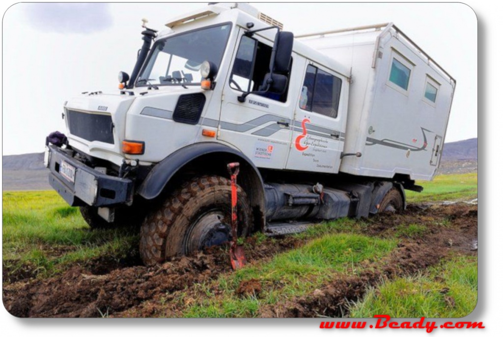 stuck unimog in mud