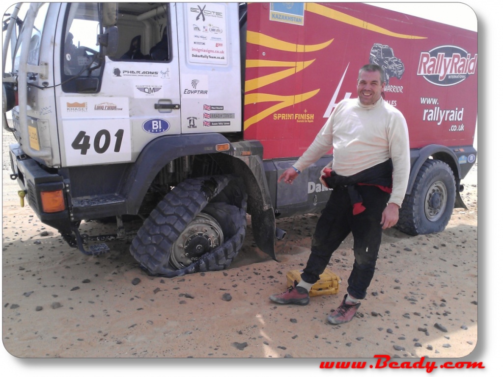 even the dakar guys get it hard, puncture on dakar overland camper truck