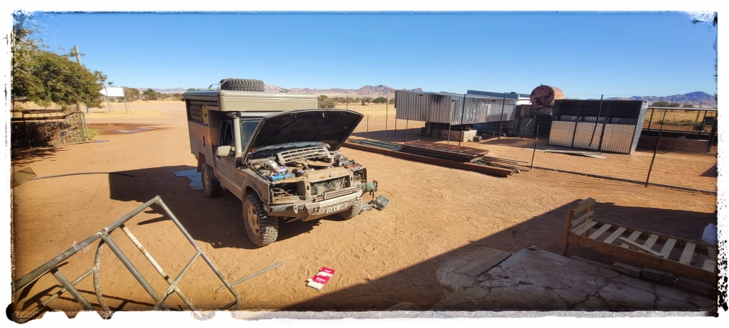 welding the front of a p38 in Africa