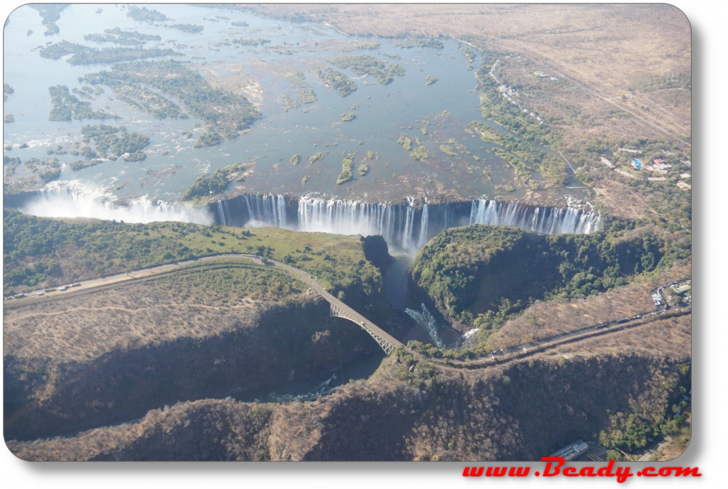 victoria falls from a helicopter