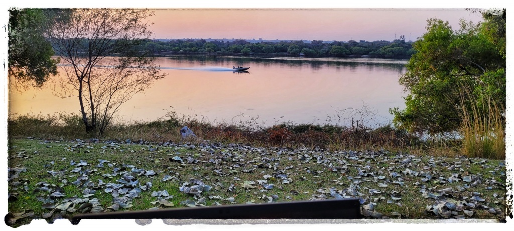 speed boat onthe zambezi river in namibia