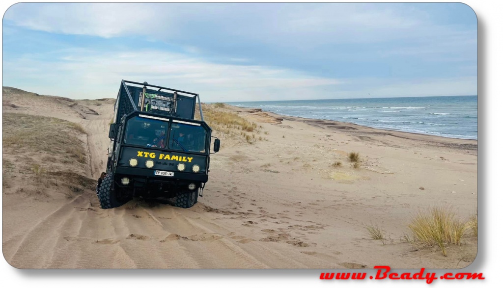 MAN overland truck in simple sand track stuck