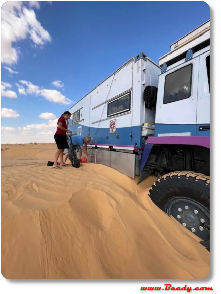 Kamaz overland truck stuck in the dunes