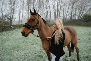 Tioren and Chloe before leaving for Aintree at the weekend in the snow/frost . 