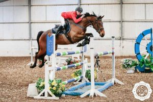 Chloe Jones and Clannad in the Winter Novice hickstead qualfier at the South View Development show.