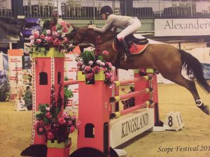 Chloe Jones and Tioren at the Scope Festival 2014 in the 1.10cm rider restricted championship.