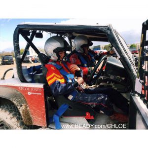 Preparing ourselves before setting off on Saturday to race, With the wear being so cold and windy I'm wearing my Tottie Swithun Base Layer in blue under my overalls to keep me warm.