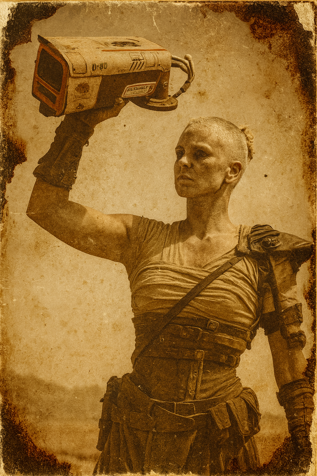 Mad max female holding a CCTV camera trophy